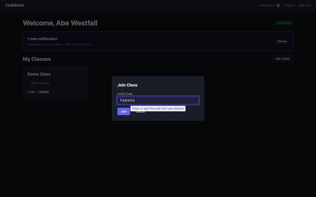 Enter the invite code
