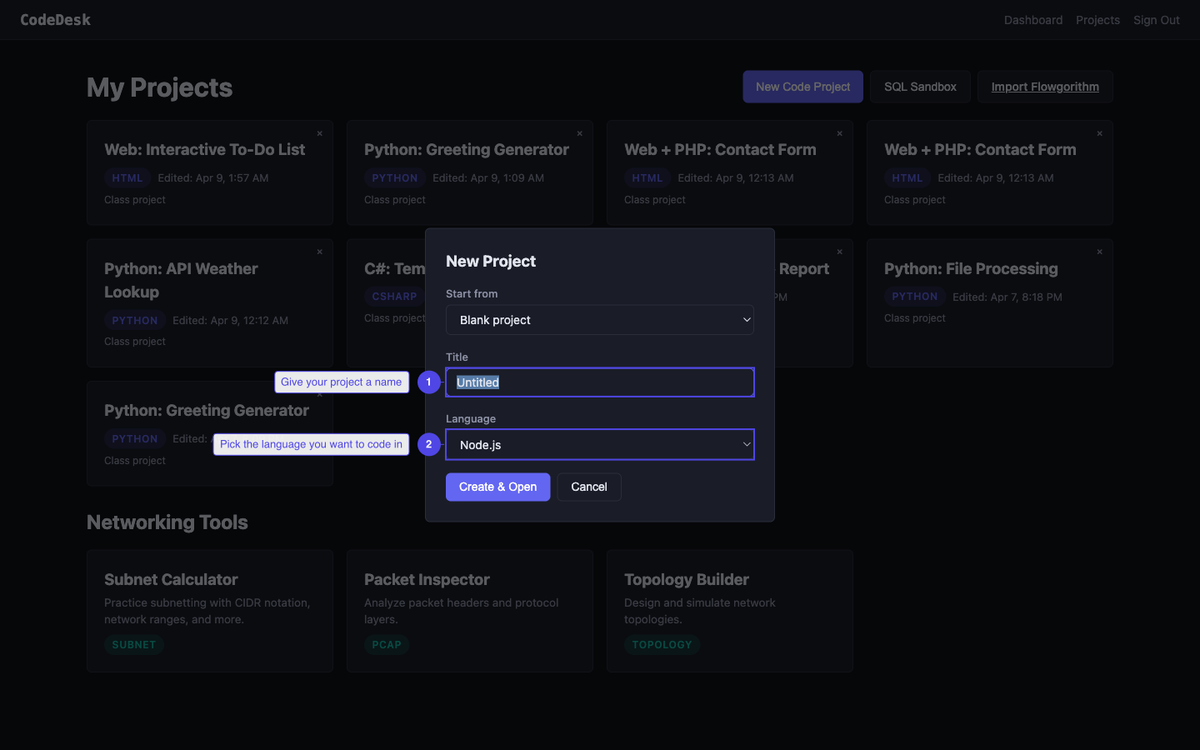 Create a new project