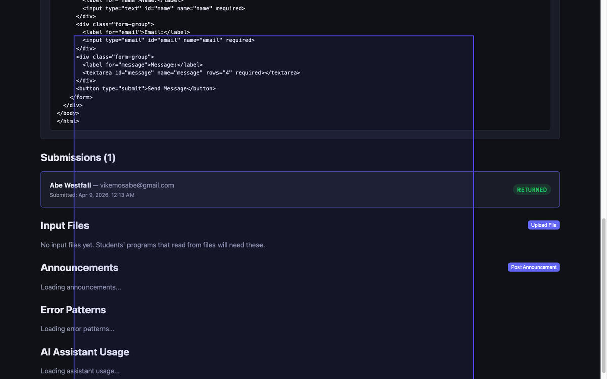 Navigate to a submission