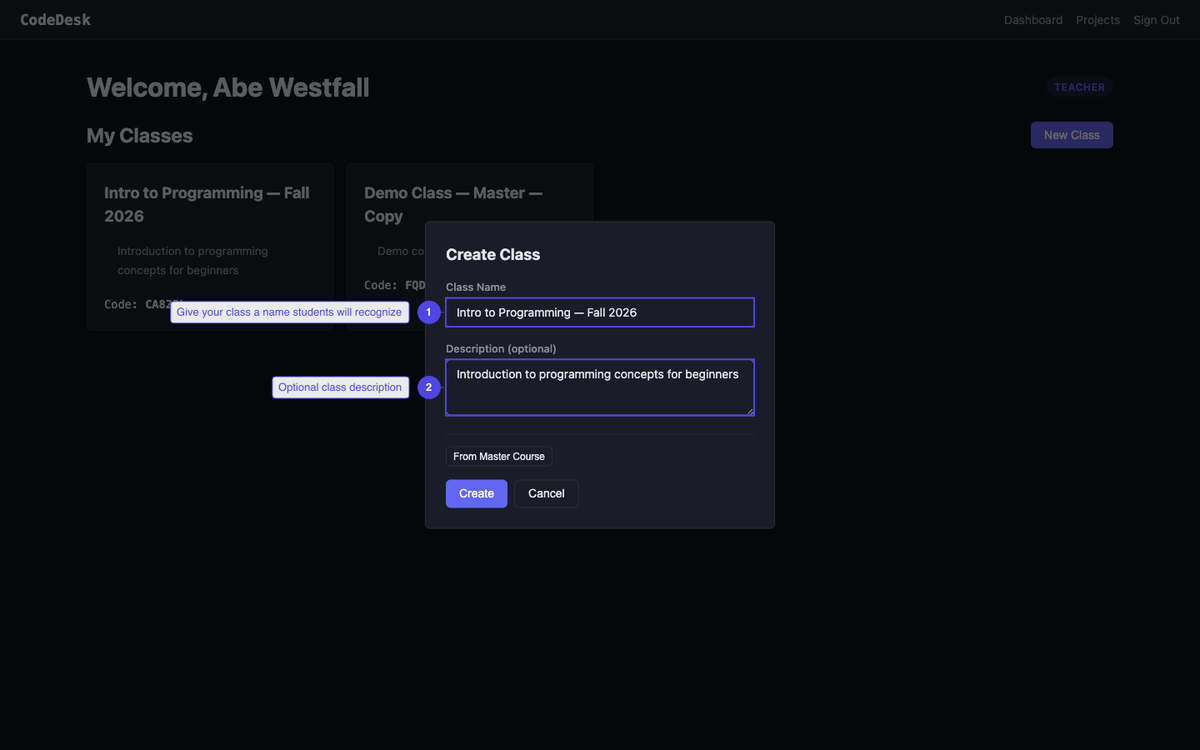 Fill in class details