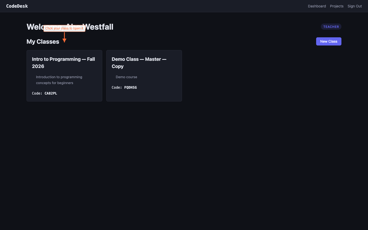 Navigate to your class