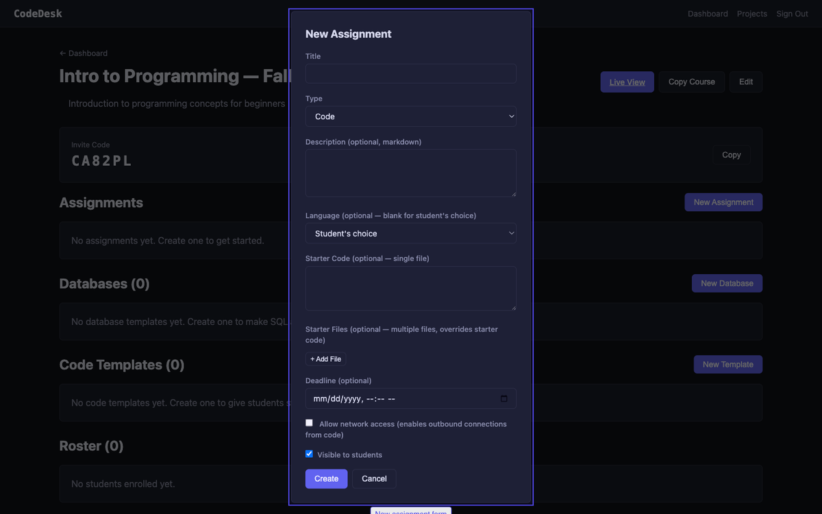 Click Create Assignment