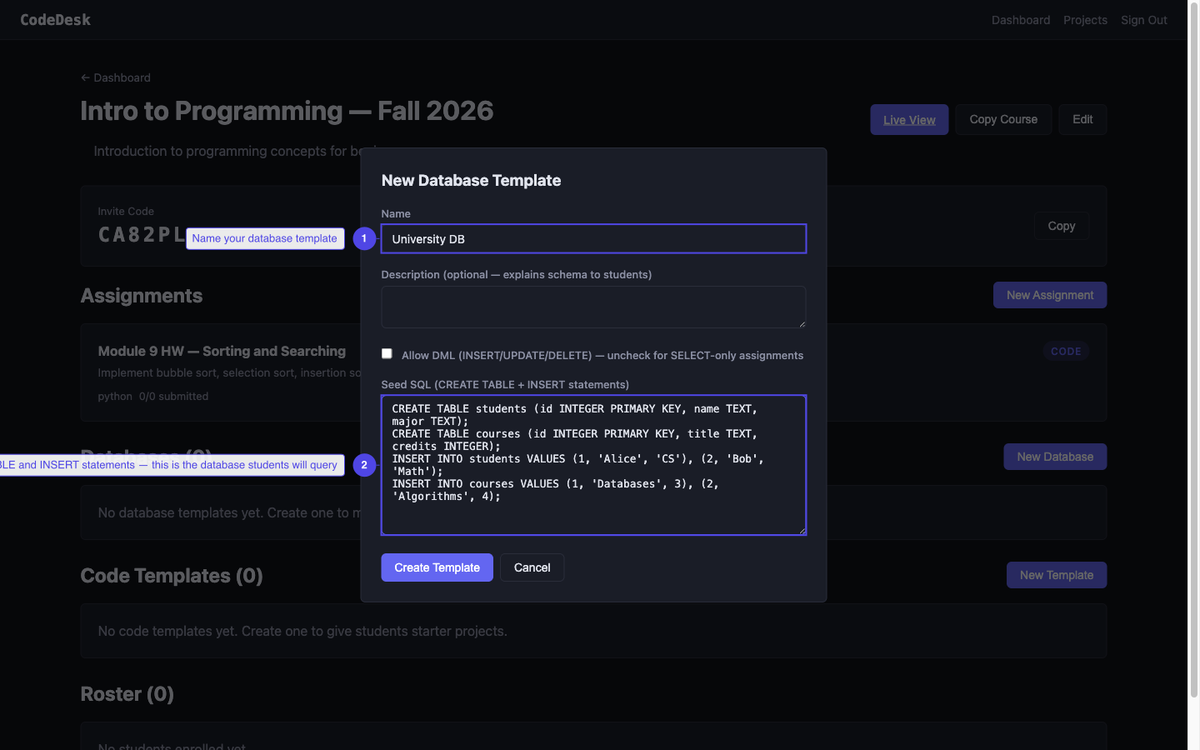 Define the seed database