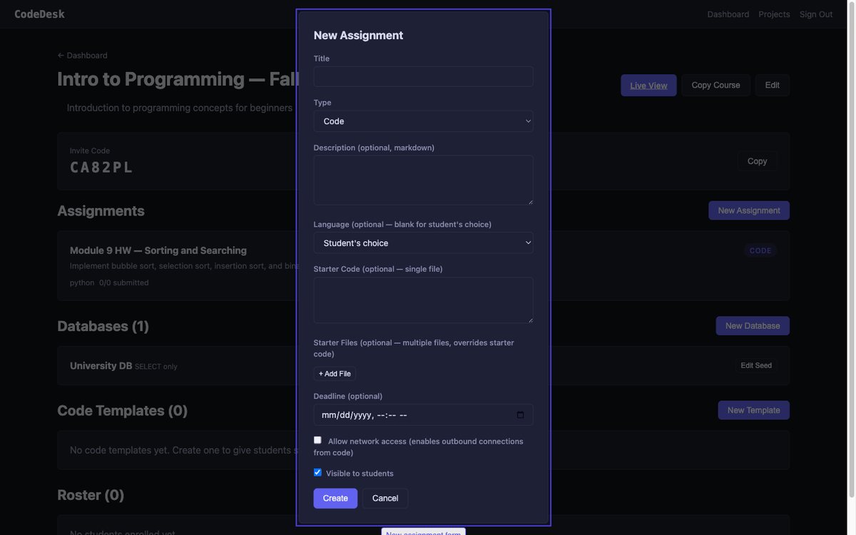 Now create the SQL assignment