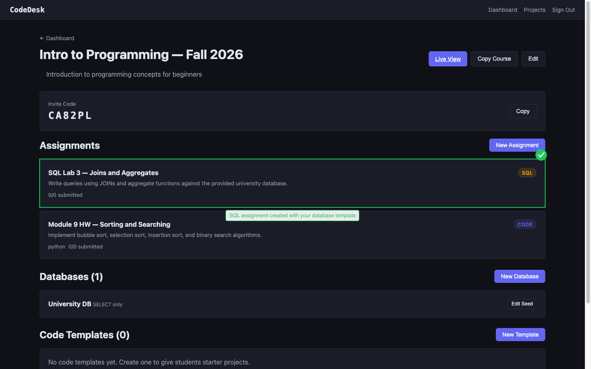 Create the assignment