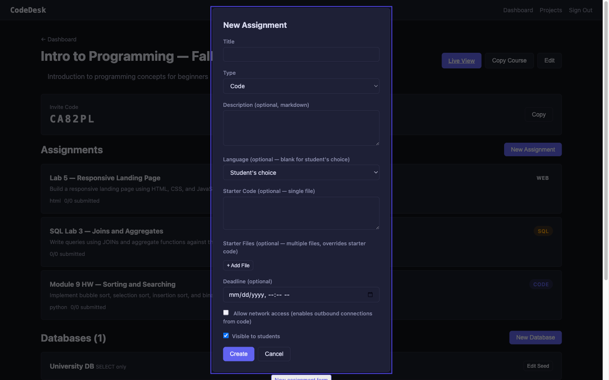 Click Create Assignment