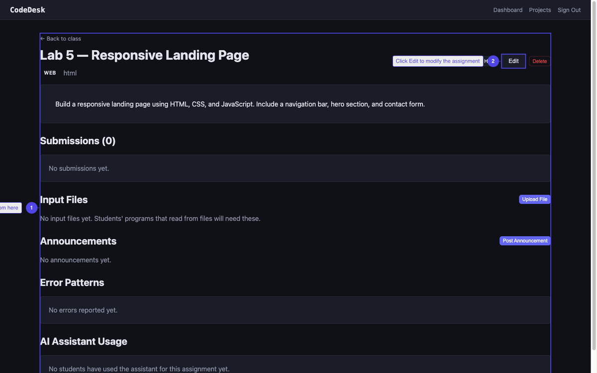 Open the assignment detail