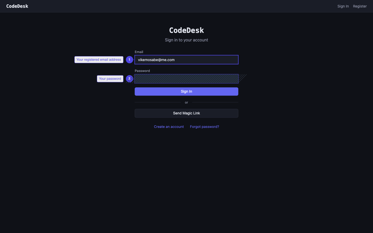 Enter your email and password
