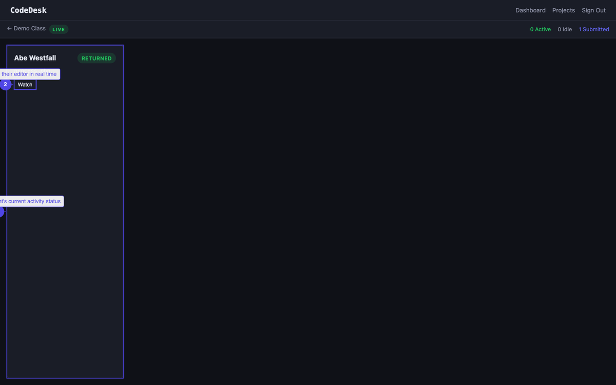 View student activity cards