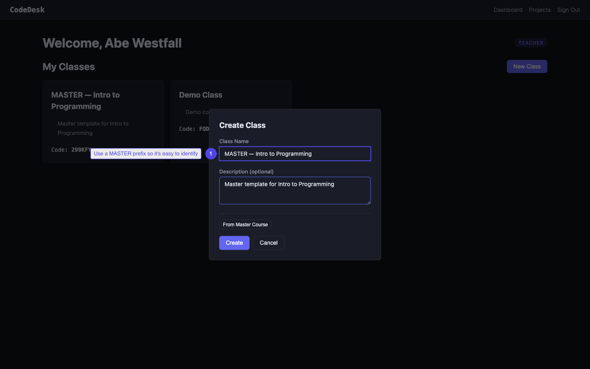 Fill in class details