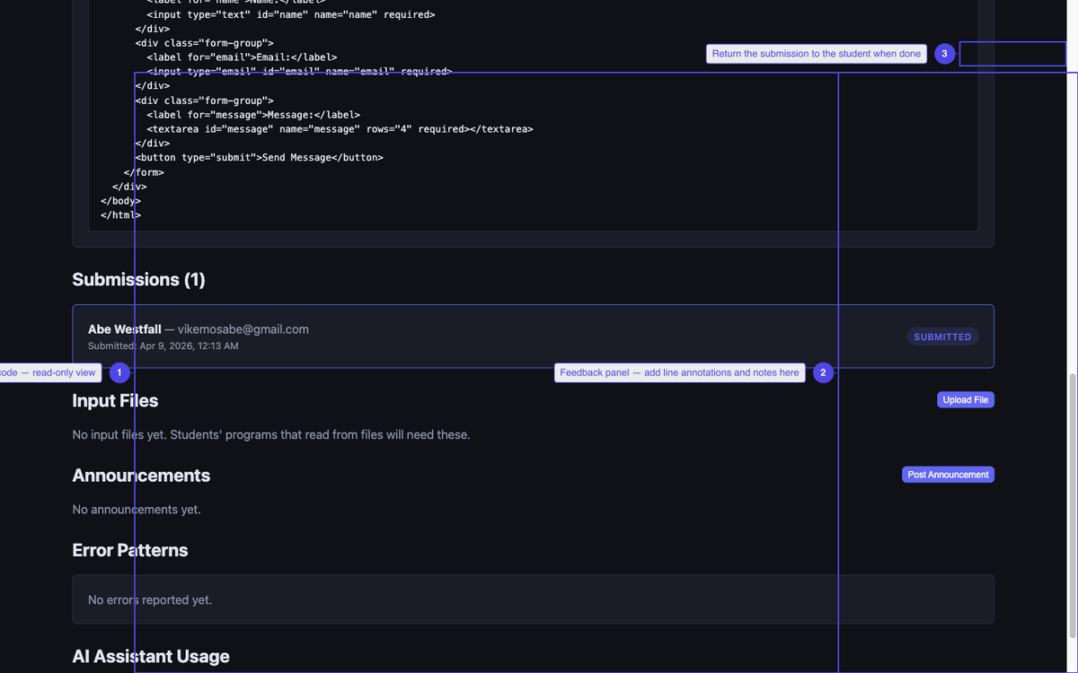Open a student's submission